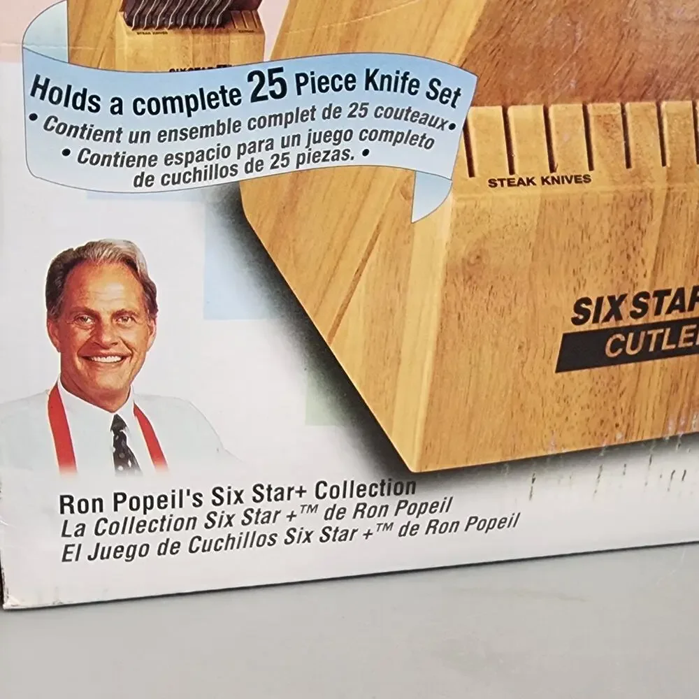 Ronco Wooden Block Knife Holder Holds 25 Knife Set New Old Stock
